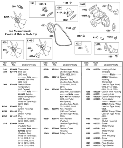 Water Pump, Radiator Fan, Vee Belt Diagram and Parts List for 580447-0315-XX  Briggs and Stratton Engine